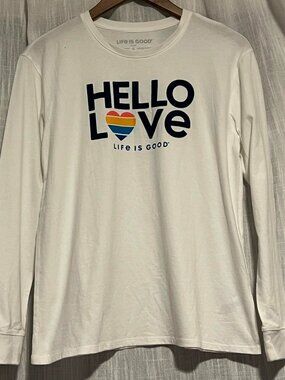 Life is Good "Hello Love" Long Sleeve Sleep Tee Size S